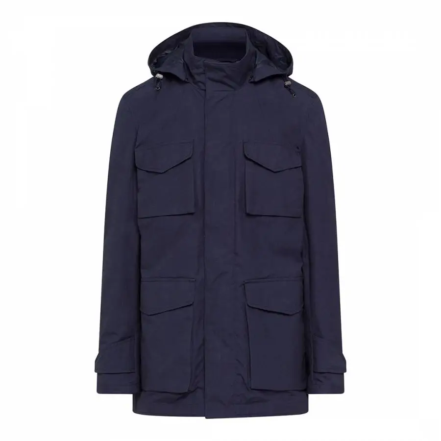 Navy Beeswax Hooded Parka Jacket Hackett London Navy Beeswax Hooded Parka Jacket -Hackett London Shop 18033854 1