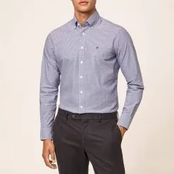 Hackett London Blue Gingham Print Cotton Shirt