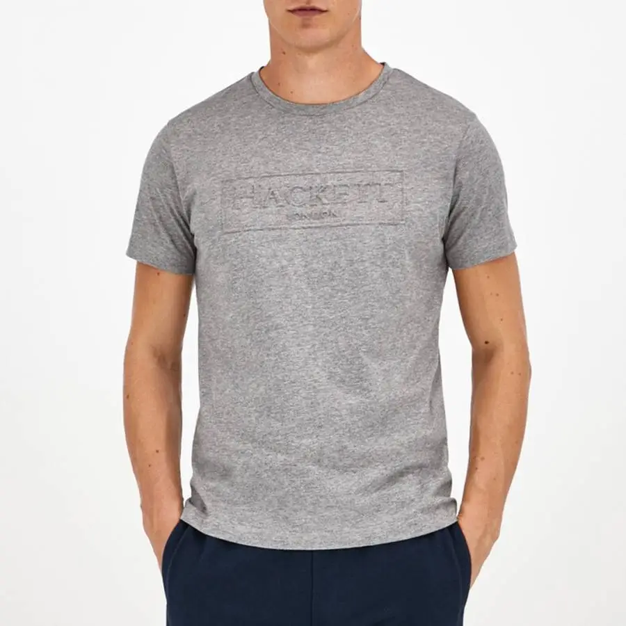 Grey Embossed Cotton T-Shirt Hackett London Grey Embossed Cotton T-Shirt -Hackett London Shop 18118501 1