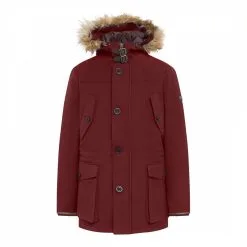 Hackett London Burgundy Faux Fur Hood Parka Jacket