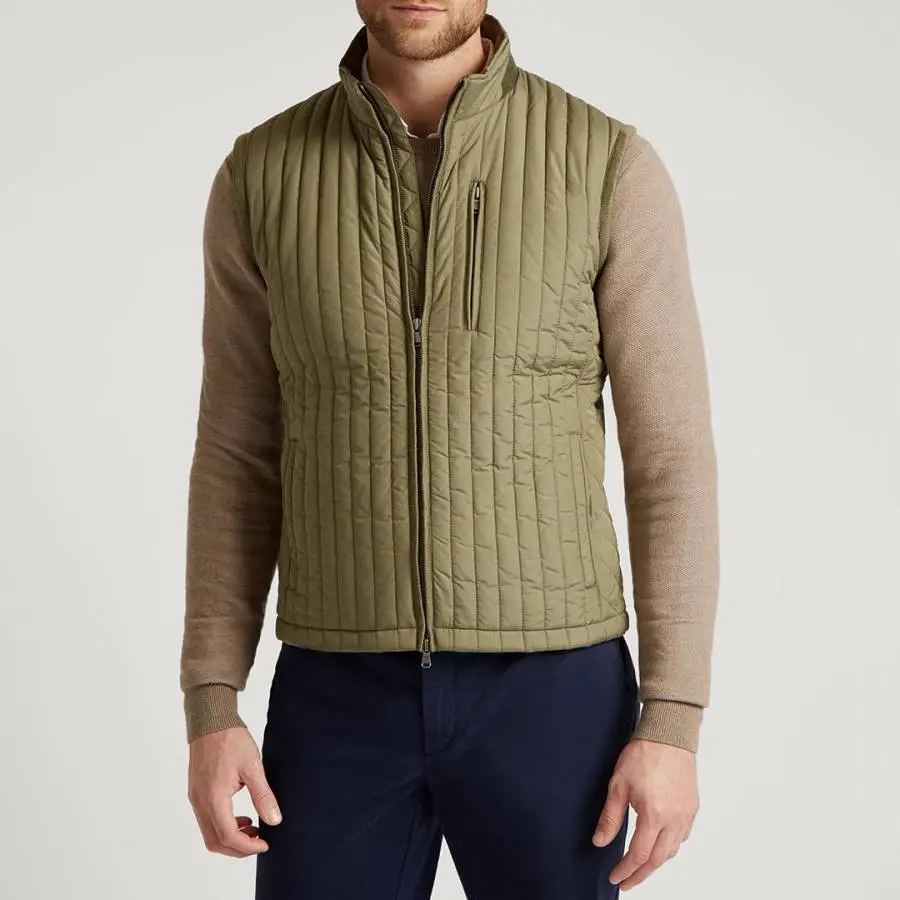Hackett London Khaki Quilted Zip Gilet