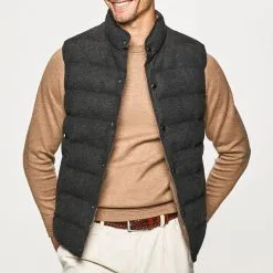 Hackett London Charcoal Quilted Wool Blend Gilet