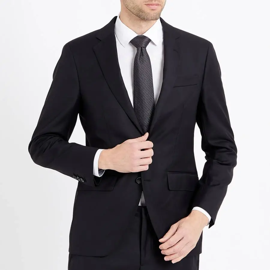 Hackett London Black Single Breasted Wool Blazer