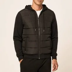Hackett London Black Quilted Full Zip Jacket