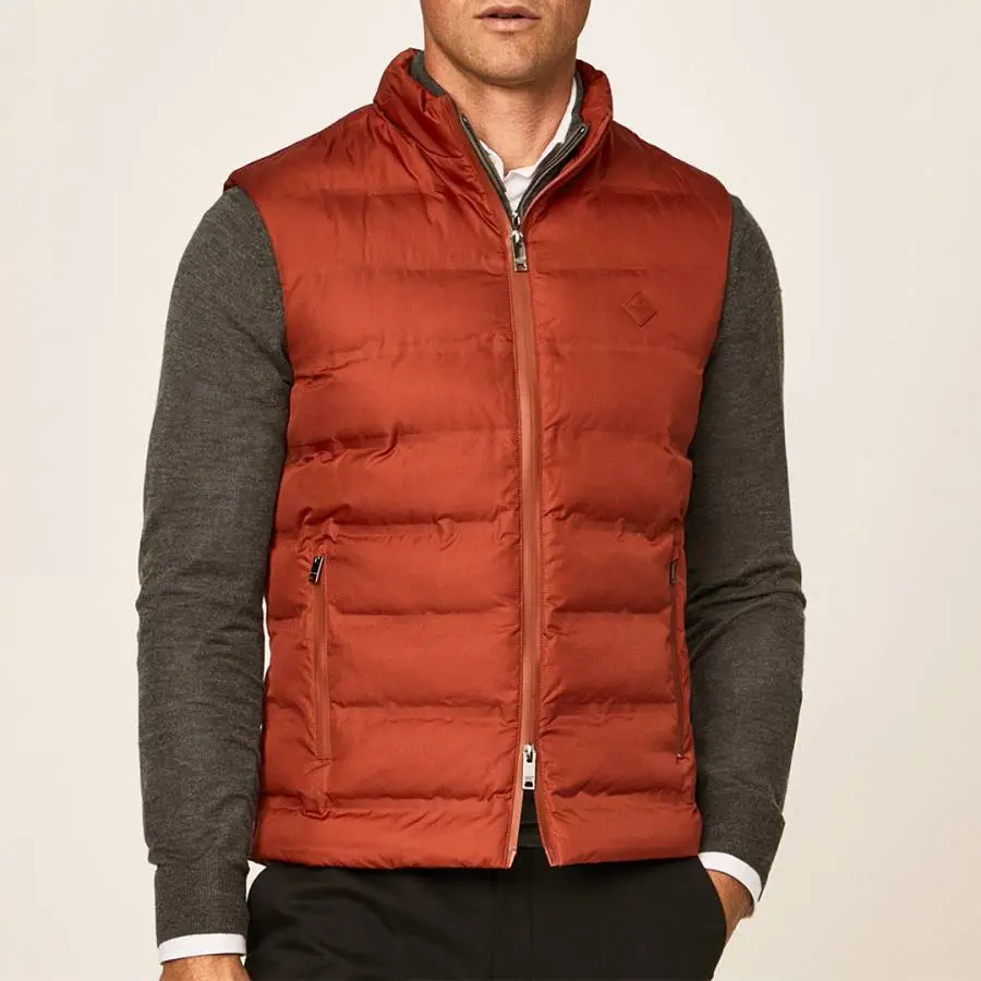 Hackett London Orange Full Zip Puffer Gilet