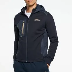 Hackett London Navy AMR Cotton Blend Hooded Jacket