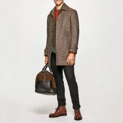 Hackett London Brown Tweed Longline Coat -Hackett London Shop 18260353 3