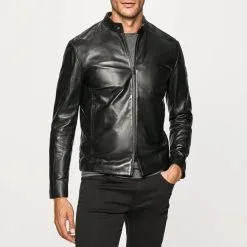 Hackett London Black AMR Leather Jacket