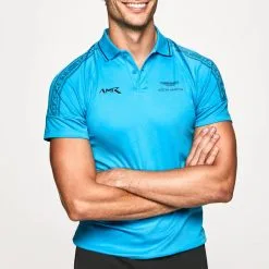 Hackett London Blue AMR Tape Design Cotton Polo Shirt