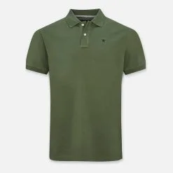 Hackett London Green Contrast Collar Cotton Polo Shirt