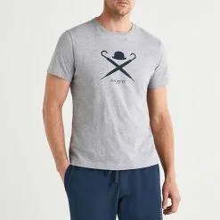 Hackett London Grey Logo Graphic Cotton T-Shirt