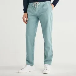 Hackett London Blue Drawstring Linen Blend Trousers