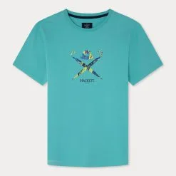 Hackett London Turquoise Swim Logo Cotton T-Shirt