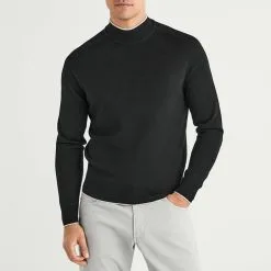 Hackett London Black Mock Neck Wool Jumper